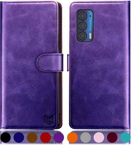 Miniatura 10 de SUANPOT Funda tipo cartera para Motorola Moto Edge 5G UW/Edge 2021 con bloqueo RFID, soporte para tarjetas de crédito, funda de piel sintética