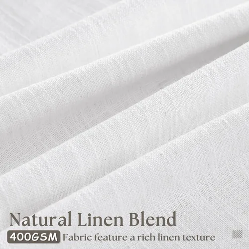 Miniatura 16 de Cortinas de lino natural con pliegues fruncidos de 120 pulgadas de largo para sala de estar, cortinas plisadas con ganchos y lengüeta trasera