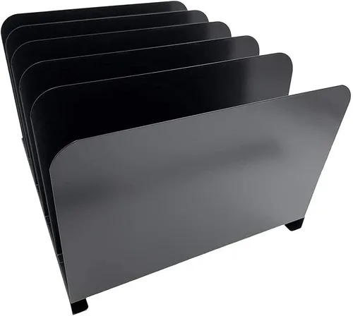 Miniatura 4 de Huron Carpeta organizadora de archivos de escritorio vertical con 5 ranuras, acero de grado comercial negro