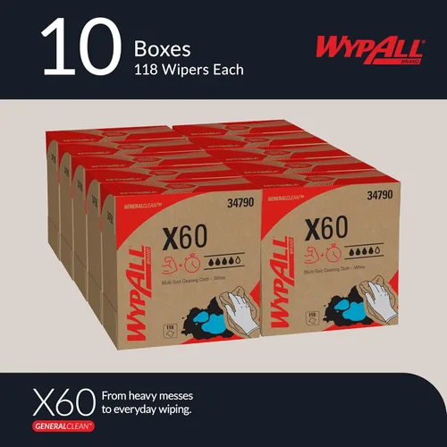 Miniatura 2 de WypAll 34790CT x 60 paños, caja pop-up, color blanco, 9 1/8 X 16 7/8, caja de 126 (paquete de 10 cajas)
