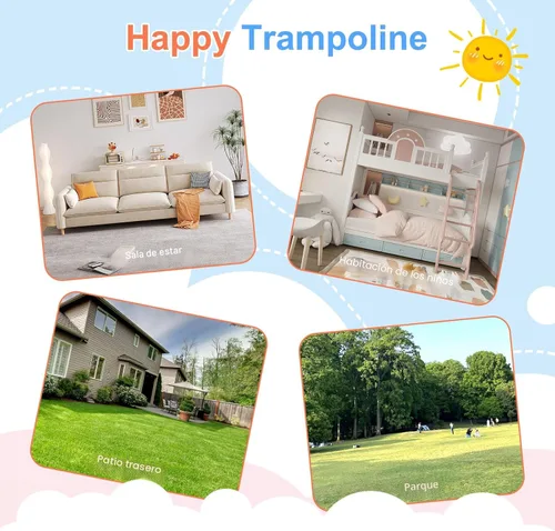 Miniatura 7 de Ativafit - Pequeño trampolín de 36 pulgadas para niños de 2 a 6 años, plegable, para interiores y exteriores, con asa de espuma, cubierta acolchada
