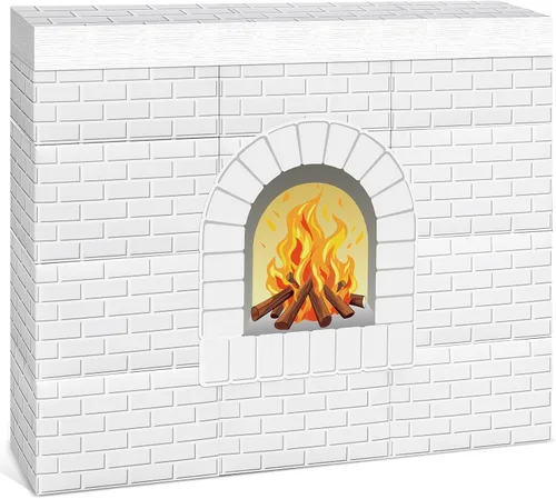 Miniatura 8 de Fullhawl 26 chimeneas de cartón de invierno 3D de 39 x 35 pulgadas, chimenea artificial de invierno con llama de fuego, recortes de grano de madera