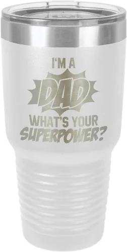 Miniatura 20 de IM A DAD WHATS YOUR SUPERPOWER Vaso de 30 onzas con pajita y tapa superior deslizante Taza de viaje grabada con láser Comparar con Yeti Rambler