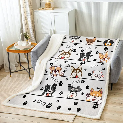 Miniatura 9 de Manta de franela de animales de dibujos animados para todas las estaciones, manta de cama azul con estampado de amor Kawaii para decoración