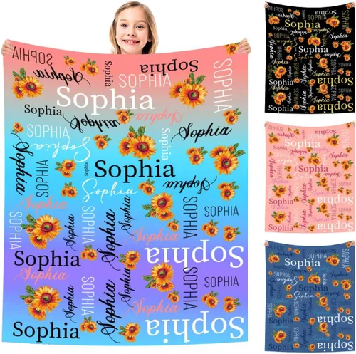 Miniatura 34 de MyPupSocks Manta Decorativa Personalizada con Nombre Personalizado Mantas para Niña Hija Nieta Manta Bonita (7 Tamaños)