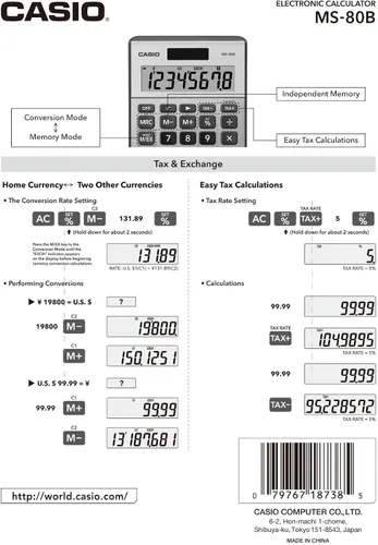 Miniatura 4 de Calculadora de escritorio Casio MS-80B de funciones estándar