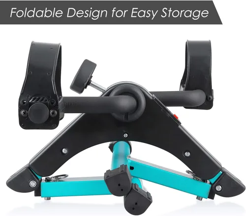 Miniatura 8 de Uten ejercitador de pedales plegable, ejercitador de pedales de bicicleta bajo escritorio, mini bicicleta de ejercicio bajo escritorio con pedal