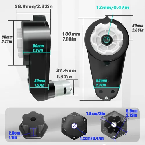 Miniatura 2 de Paquete de 2 motores de transmisión RS555 de 24V 12000RPM de alto torque con caja de cambios para actualización de motor de Power Wheels, kit