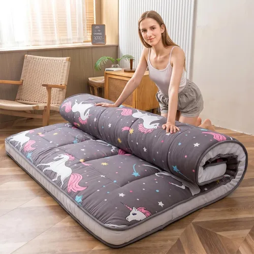 Miniatura 12 de MAXYOYO Colchón de futón con estampado floral, colchón de suelo japonés acolchado para cama, almohadilla para dormir extra gruesa plegable, tumbona