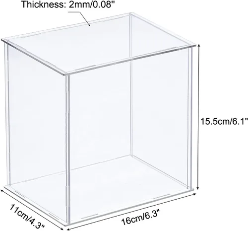 Miniatura 2 de MECCANIXITY Caja plástica de acrílico de la vitrina clara monta el escaparate a prueba de polvo 6.3x4.3x6.1 pulgadas para artículos coleccionables