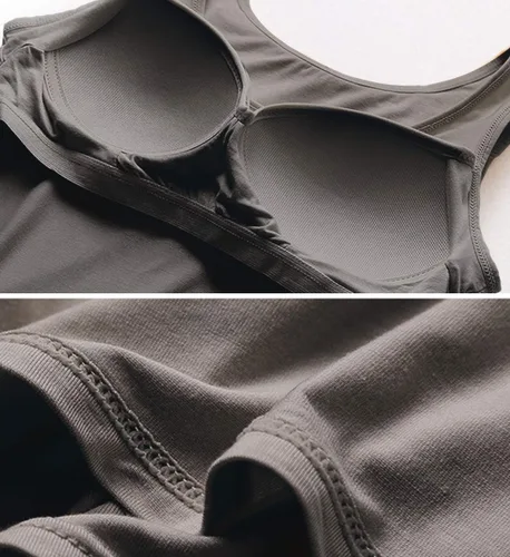 Miniatura 5 de Camisolas para mujer con brasier integrado, camiseta básica de yoga, camiseta sin mangas acolchada (S-3XL)