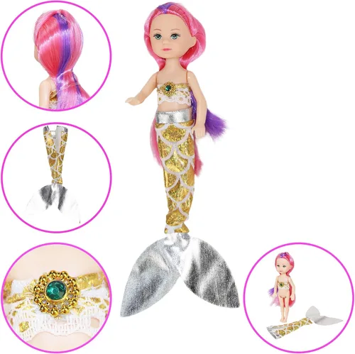 Miniatura 5 de Muñecas de Sirena Baljinder con La Sirenita Juguetes de Baño de Sumersión de Sirena de Verano con Delfín y Caballito de Mar que Cambian
