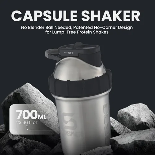 Miniatura 2 de SHAKESPHERE Botella agitadora de acero inoxidable – Botella mezcladora de proteínas aislada de 24 onzas para bebidas calientes y frías, ideal