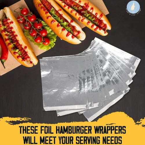 Miniatura 5 de ANGEL'S PEEL LOUNGE Bolsas aisladas de papel de aluminio para hamburguesas, envolturas de papel de estaño precortadas para hamburguesas, sándwiches