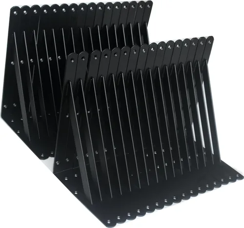 Miniatura 13 de Paquete de 16 soportes de estante resistentes negros de 20 pulgadas de largo x 12 pulgadas de alto con tornillos, soportes de estante de metal