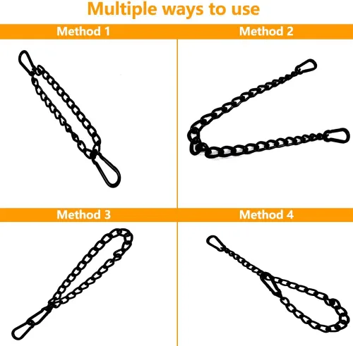 Miniatura 5 de Cadena de silla colgante con mosquetones, resistente capacidad de 660 libras de acero inoxidable para colgar hamacas y sacos de boxeo (plata, 33)