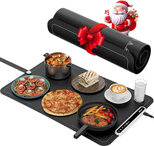 Miniatura 9 de VTAR Alfombrilla Eléctrica de Calentamiento de Alimentos y Bandeja Calentadora para Servidores de Buffet de Fiesta, Calentamiento de Doble Zona