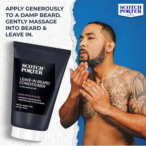 Miniatura 7 de Scotch Porter Acondicionador restaurador de barba sin enjuague, suavizante acondicionador profundo con sensación ligera, reduce el encrespamiento