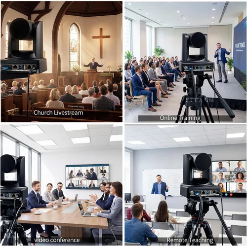Miniatura 7 de Cámara PTZ 4K para sala de conferencias e iglesia, zoom óptico 20X, HDMI SDI USB LAN, cámara de seguimiento automático AI para transmisión en vivo
