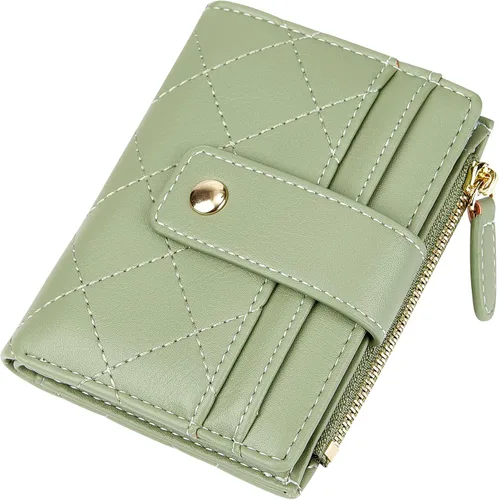 Miniatura 71 de Cartera de cuero para mujer, pequeña, compacta, plegable, con bolsillo para monedas con cremallera