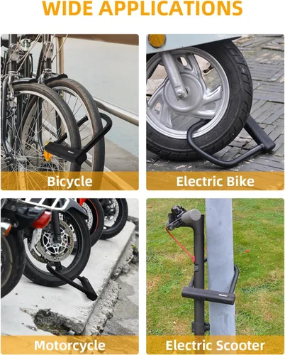 Miniatura 7 de NDakter Cerraduras de bicicleta antirrobo, cerradura en U de bicicleta para bicicleta eléctrica, grillete de 0.71 pulgadas con 3 llaves