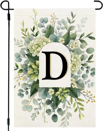Miniatura 19 de CROWNED BEAUTY Bandera de jardín con monograma, letra inicial A de 12 x 18 pulgadas, doble cara para Outsdie, pequeña flor de primavera, apellido