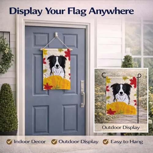 Miniatura 8 de Caroline's Treasures BB2047GF Bandera de jardín de Acción de Gracias Border Collie, bandera decorativa para patio exterior, obras de arte de patio