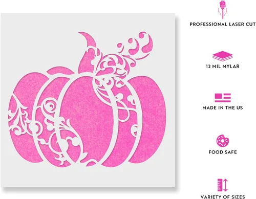 Miniatura 2 de Plantilla decorativa de calabaza para paredes y manualidades, plantillas reutilizables para pintar en tamaños pequeños y grandes
