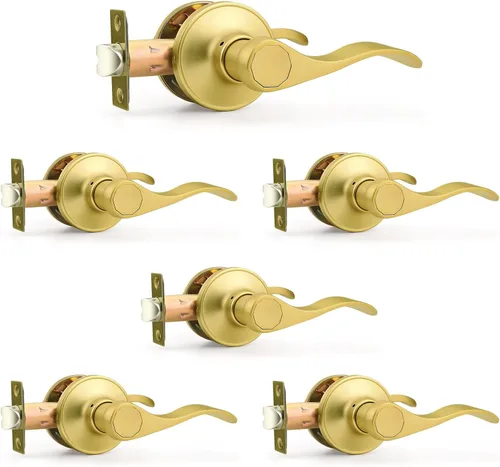 Miniatura 36 de Probrico - Paquete de 3 manijas de puerta de paso, asas de níquel satinado, sin llave, sin bloqueo, para puertas de interiores, pasillos y armario