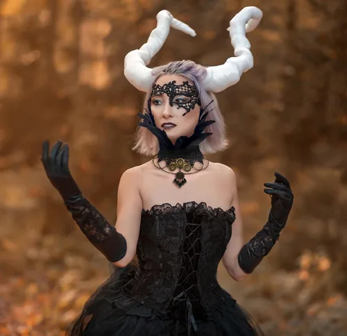 Miniatura 4 de HOMELEX Gargantilla gótica victoriana negra con cuello de plumas naturales para Halloween