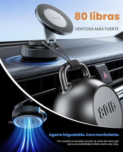 Miniatura 3 de Jononser Soporte de teléfono de succión para salpicadero/parabrisas de automóvil, soporte magnético ajustable de 360° para automóvil, soporte
