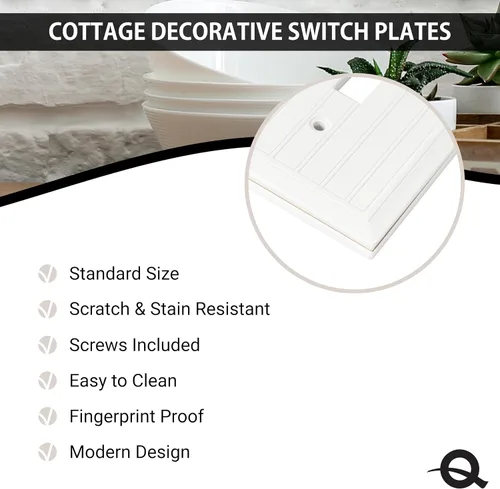 Miniatura 3 de Questech Decor - Placa de pared para cubierta de toma de corriente eléctrica dúplex, placa de interruptor individual de 1 banda, cubierta