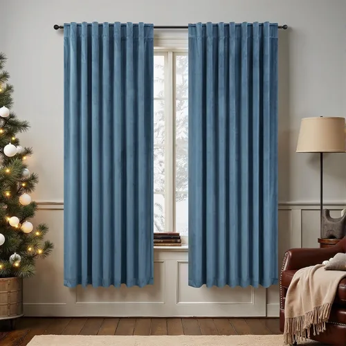 Miniatura 26 de Cortinas de terciopelo opacas para oscurecer la habitación de 63 pulgadas de largo para sala de estar, comedor, 2 paneles, privacidad pesada