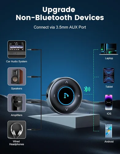 Miniatura 7 de RIWUSI Adaptador AUX Bluetooth para coche, [Plug and Play] Receptor Bluetooth 5.3, adaptador AUX de coche de 0.138 in para estéreo