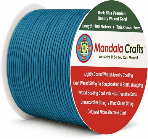 Miniatura 32 de Cuerda Mandala Crafts 0.03 pulgadas 109 yardas para hacer joyería, artesanía, macramé, cuerda de algodón encerado Negro
