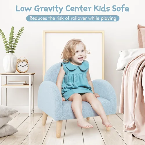 Miniatura 6 de INFANS Sofá para Niños, Sillón para Niños Pequeños con Marco de Madera Maciza Diseño Anti-Volcado Tela de Felpa, Silla Tapizada para Niños