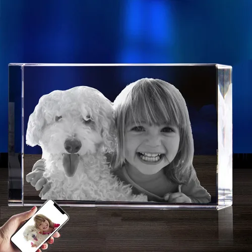 Miniatura 11 de Foto de cristal 3D personalizada con tu propia foto, marco de fotos grabado con láser 3D personalizado, boda, aniversario, Navidad, Día del Padre