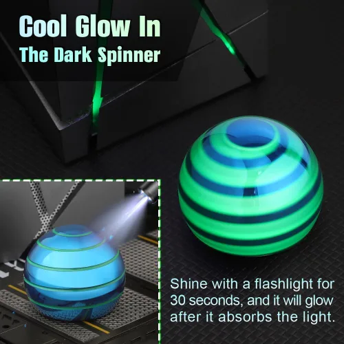 Miniatura 2 de Juguetes giratorios luminosos de escritorio para niños y adultos, spinner fidget de ilusión óptica de metal que brilla en la oscuridad, bola