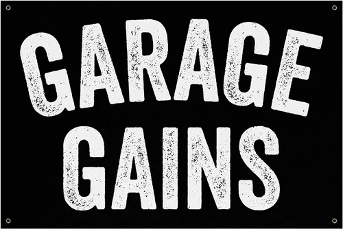Damdekoli Banner de Garage Gains - Decoración de gimnasio en casa - Arte de pared con citas grandes - Inspiración deportiva - Fitness motivacional