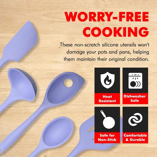 Miniatura 3 de Chef Craft - Juego de herramientas y utensilios de cocina de silicona de alta calidad, antiarañazos, soporta temperaturas de hasta 450 °F, sin BPA