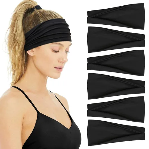 Miniatura 7 de Huachi Diademas para mujer, diademas elásticas bohemias para el cabello de mujer, antideslizantes, anchas y gruesas, de tela suave, accesorios