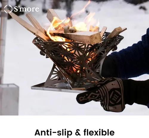 Miniatura 4 de S'more Guantes de barbacoa resistentes al calor, guantes de parrilla al aire libre, guantes de silicona antideslizantes para horno, guantes largos