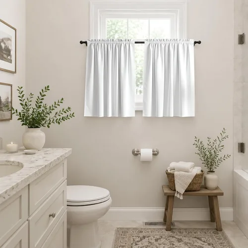 Miniatura 13 de Mrs.Naturall - Cortinas opacas cortas beige para ventanas pequeñas de 18x24 pulgadas de largo