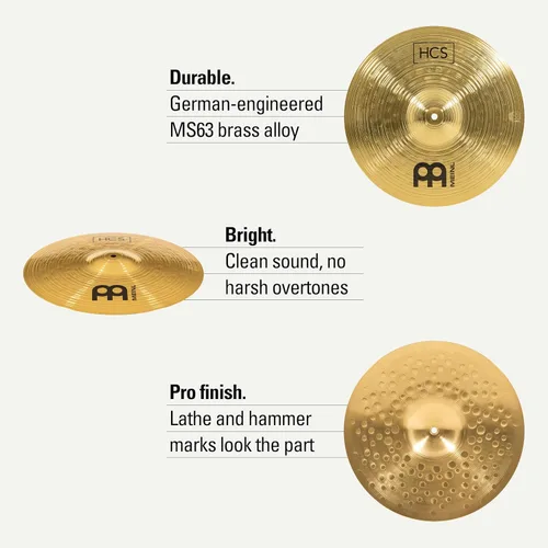 Miniatura 5 de HCS - Platillos Hihats (Hi Hat) para batería de 15 pulgadas, pares, fabricados en Alemania, latón medio tradicional, 2 años de garantía