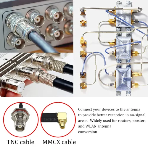 Miniatura 5 de RG316 TNC hembra a MMCX macho Cable de ángulo recto MMCX macho enchufe de ángulo recto a mamparo TNC Cable de extensión aérea hembra para antena