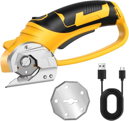 Tijeras Eléctricas Inalámbricas 3.6 V – Cortador de Cartón con Cuchilla Rotatoria Recargable con Seguro de Seguridad, Agarre Ergonómico y Carga USB