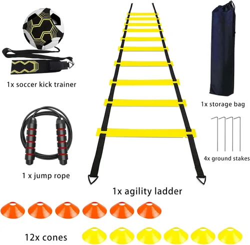 Miniatura 3 de Conos de escalera de fútbol de agilidad de 20 pies para equipo de entrenamiento como regalos para niños Amarillo