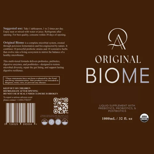 Miniatura 2 de Original Biome, mezcla líquida 3 en 1 de probióticos, prebióticos y postbióticos, bioma vivo fermentado con hierbas curativas para apoyo intestinal