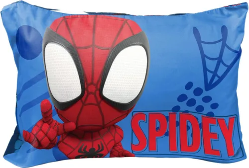 Jay Franco Marvel Spidey and His Amazing Friends Team Spidey 1 funda de almohada reversible individual – Ropa de cama súper suave de doble cara para