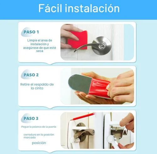 Miniatura 4 de Cerradura de Palanca de Puerta a Prueba de Niños Cerraduras de Seguridad para Bebés para Puertas (Paquete de 2) Seguridad Mejorada de Puerta